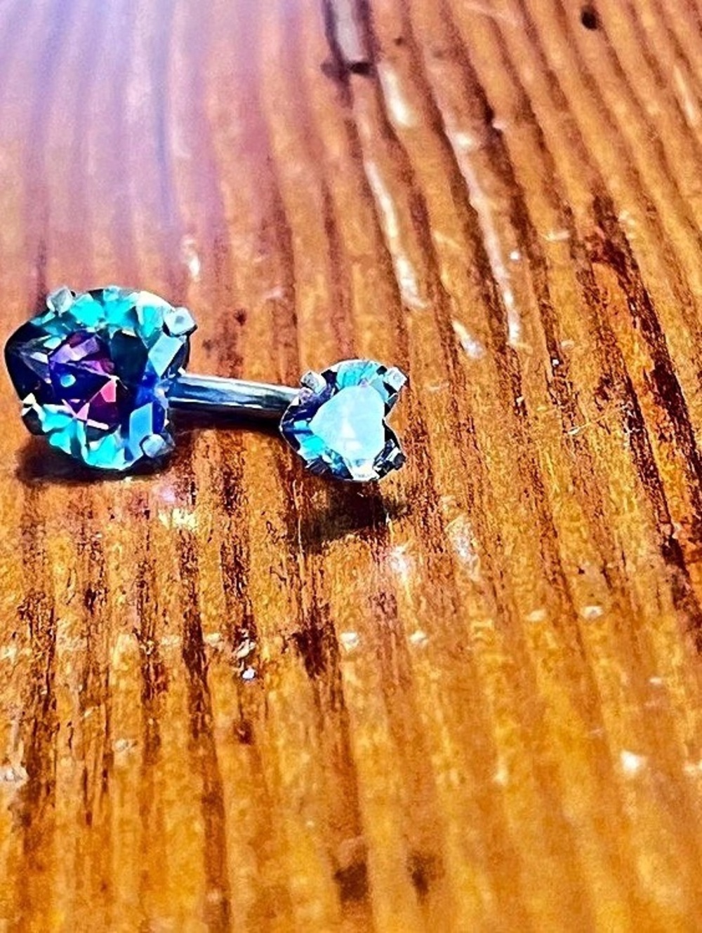 Lot of 4 Belly Button Rings Clear, rainbow, heart and stainless steel orb Rhines